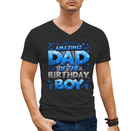 Dad Of The Birthday Boy Matching Family Father Men's V-Neck T-Shirt - Father's Day Fun