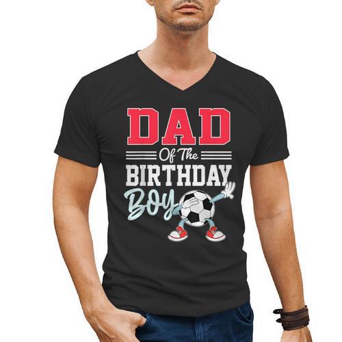 Dad Of The Birthday Boy Shirt Soccer Party Family Daddy Men's V-Neck T-Shirt - Father's Day Fun