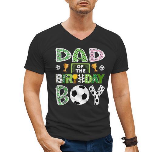 Dad Of The Birthday Boy Soccer Player Game Day Men's V-Neck T-Shirt - Father's Day Fun