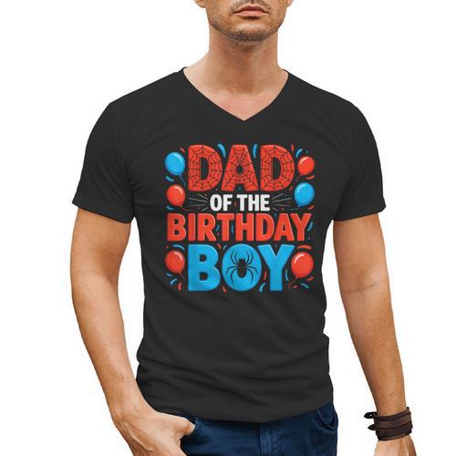 Dad Of The Birthday Boy Spider Web Party Men's V-Neck T-Shirt - Father's Day Fun