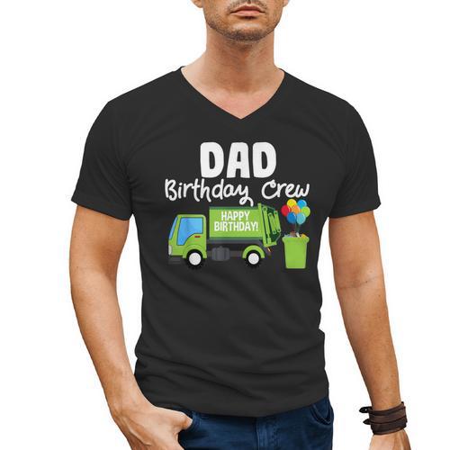 Dad Birthday Crew Garbage Truck Birthday Party T-Shirt Men's V-Neck T-Shirt - Father's Day Fun
