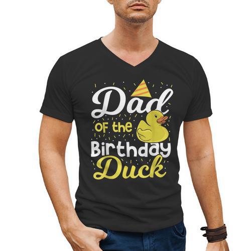 Dad Of The Birthday Duck Boy Rubber Duck Birthday Girl Men's V-Neck T-Shirt - Father's Day Fun