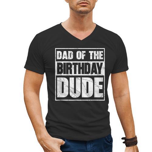 Dad Of The Birthday Dude Dad Of The Birthday Boy Men's V-Neck T-Shirt - Father's Day Fun