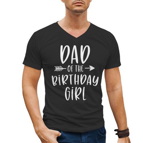 Dad Of The Birthday Girl Daddy & Daughter Bday Party Father Men's V-Neck T-Shirt - Father's Day Fun