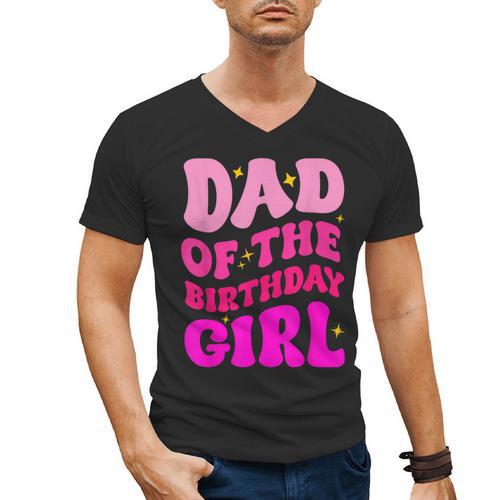 Dad Of The Birthday Girl Party Girls Daddy Birthday Party Men's V-Neck T-Shirt - Father's Day Fun