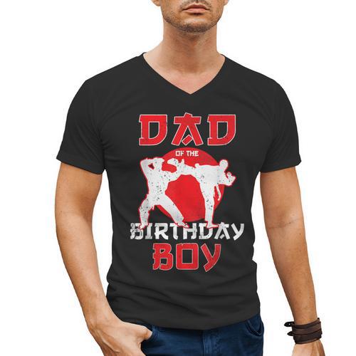 Dad Of The Birthday Karate Taekwondo Boy Martial Arts Men's V-Neck T-Shirt - Father's Day Fun