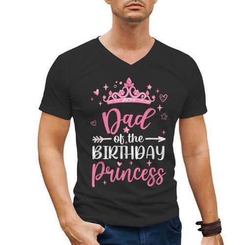 Dad Of The Birthday Princess Birthday Girl Kid Family Men's V-Neck T-Shirt - Father's Day Fun
