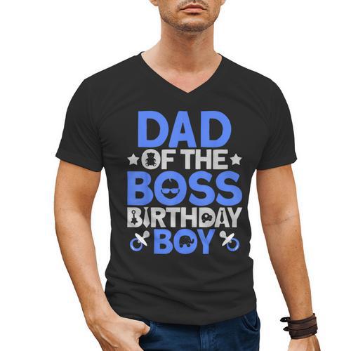 Dad Of The Boss Birthday Party Outfit Like A Boss Dad Men's V-Neck T-Shirt - Father's Day Fun