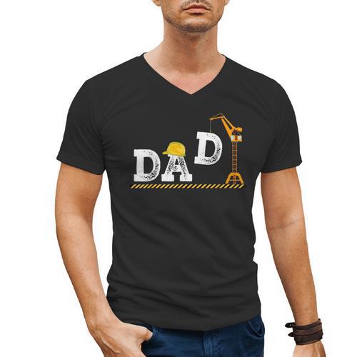 Dad Construction Excavator Family Matching Bday Party Men's V-Neck T-Shirt - Father's Day Fun