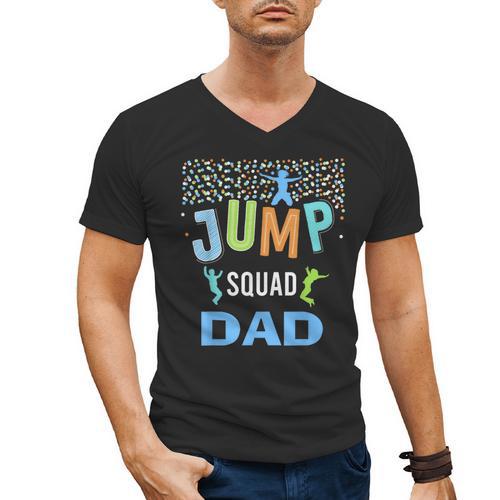 Dad Daddy Jump Squad Birthday Boy Trampoline Jumper Bday Men's V-Neck T-Shirt - Father's Day Fun