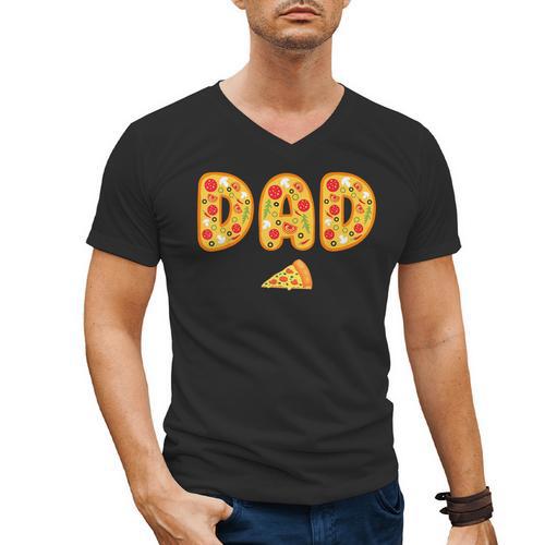 Dad Daddy Matching Birthday Squad Crew Pizza Family Men's V-Neck T-Shirt - Father's Day Fun