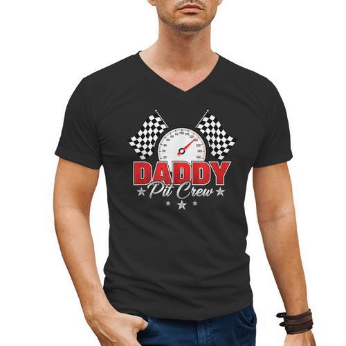 Dad Daddy Pit Crew Race Car Birthday Racing Party Men's V-Neck T-Shirt - Father's Day Fun