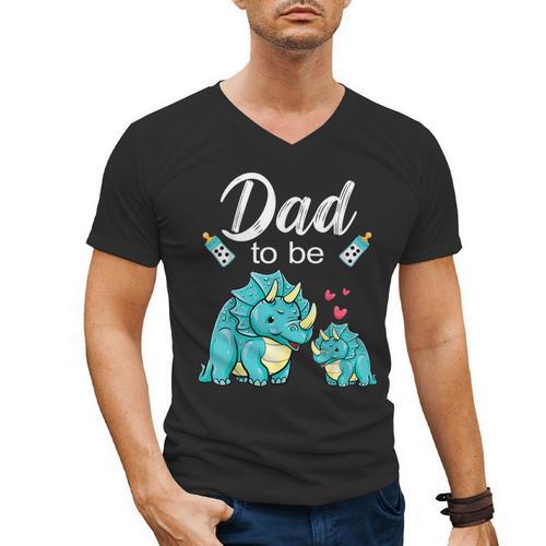 Dad To Be Dinosaur Baby Shower For Boy Men's V-Neck T-Shirt - Father's Day Fun