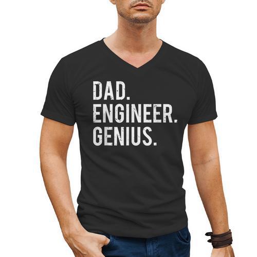 Dad Engineer Genius Cute Engineering Father Men's V-Neck T-Shirt - Father's Day Fun