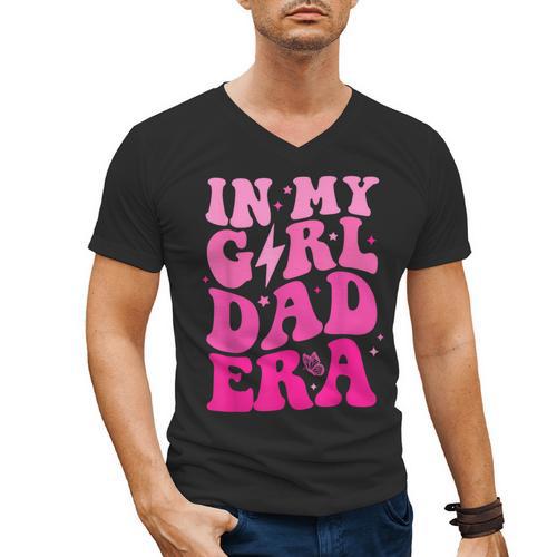In My Dad Era Girl Groovy Retro Papa Fathers Day Men's V-Neck T-Shirt - Father's Day Fun