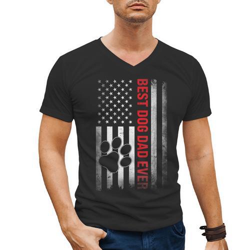 Dad Fathers Day Dog Dad Men's V-Neck T-Shirt - Father's Day Fun