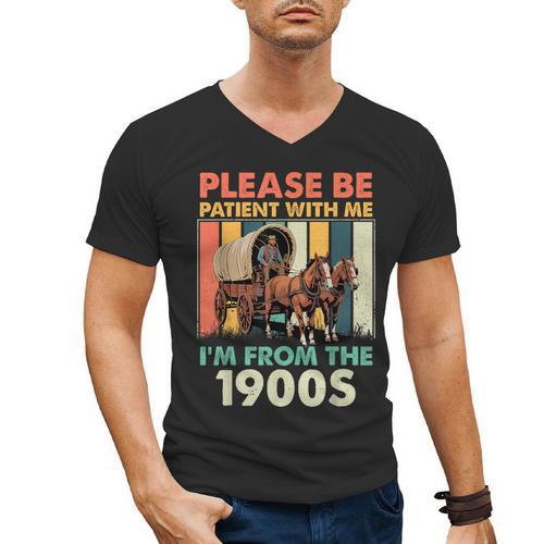 Dad Fathers Day Please Be Patient I'm From The 1900s Men's V-Neck T-Shirt - Figerry