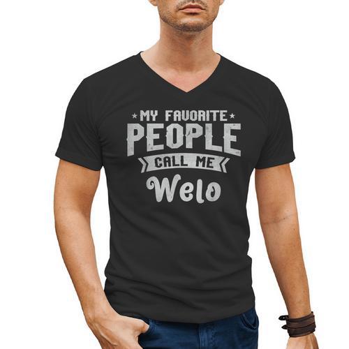 Dad My Favorite People Calls Me Welo Grandpa Father's Day Men's V-Neck T-Shirt - Father's Day Fun