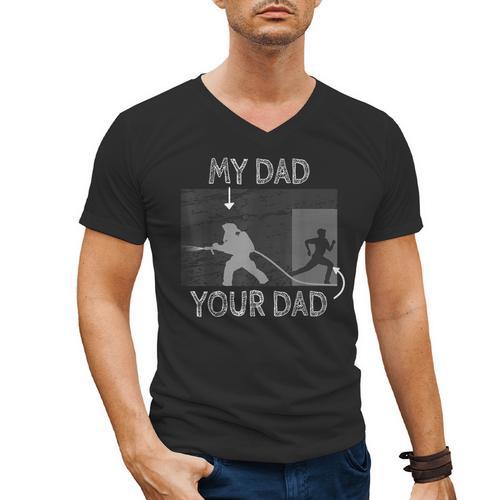 My Dad Your Dad Firefighter Son Proud Fireman Rescuer Men's V-Neck T-Shirt - Father's Day Fun