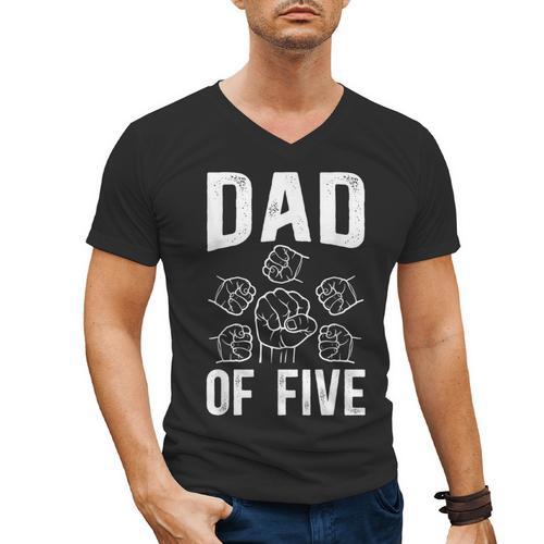 Dad Of Five Father Of 5 Proud Dad Of 5 Father Of Five Men's V-Neck T-Shirt - Father's Day Fun