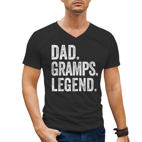 Dad Gramps Legend Vintage Distressed Bold Gramps Graphic Men's V-Neck T-Shirt - Father's Day Fun