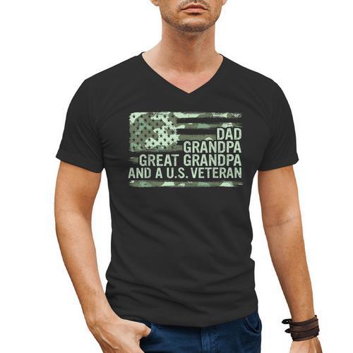 Dad Grandpa Great Grandpa Veteran Fathers Day Great Grandpa Men's V-Neck T-Shirt - Father's Day Fun