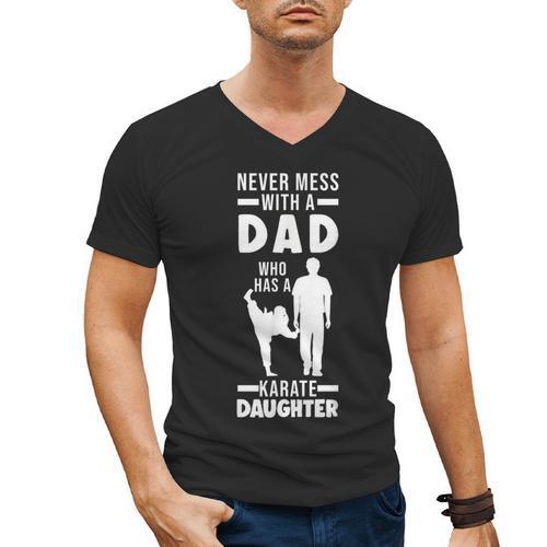 Dad Who Has a Karate Daughter Dad & Daughter Men's V-Neck T-Shirt - Father's Day Fun