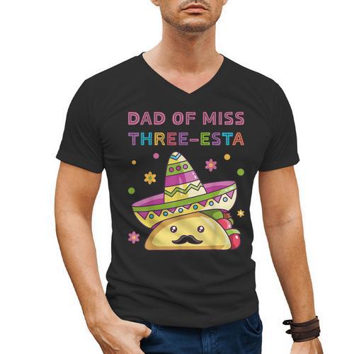 Dad Of Miss Three-Esta Mexican Fiesta 3rd Birthday Outfit Men's V-Neck T-Shirt - Father's Day Fun