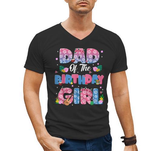 Dad And Mom Of The Birthday Girl Party Decor Family Matching Men's V-Neck T-Shirt - Father's Day Fun