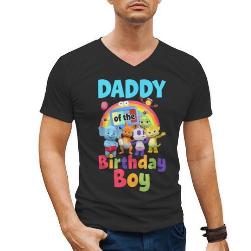 Dad And Mom Daddy Of The Birthday Boy Family Party Decor Men's V-Neck T-Shirt - Father's Day Fun