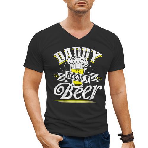 Dad Needs A Beer Button Up Shirts Beer Drinking Lover Men's V-Neck T-Shirt - Father's Day Fun