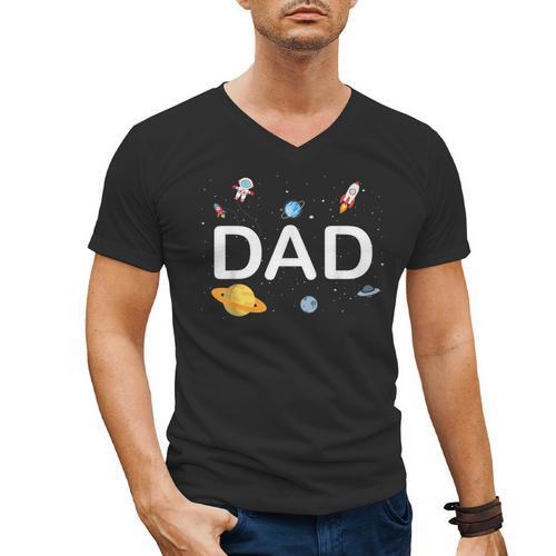 Dad Outer Space Birthday Party Family Boys Girls Men's V-Neck T-Shirt - Father's Day Fun