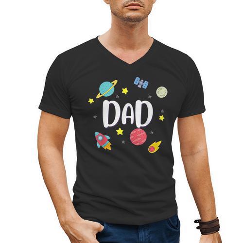 Dad Outer Space Galaxy Birthday For Family Men's V-Neck T-Shirt - Father's Day Fun