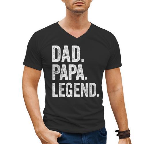 Dad Papa Legend Vintage Distressed Bold Papa Graphic Men's V-Neck T-Shirt - Father's Day Fun