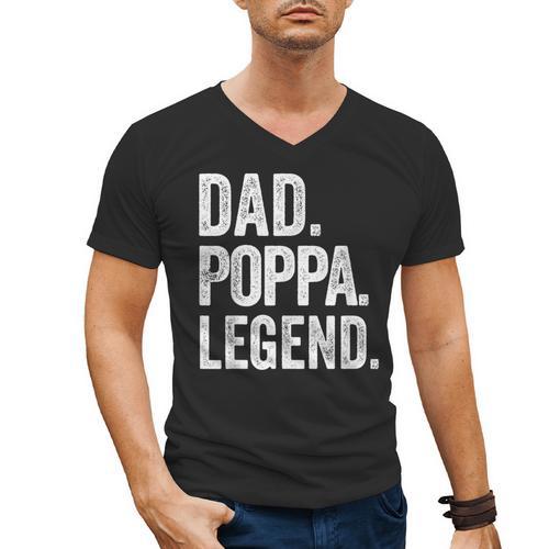 Dad Poppa Legend Vintage Distressed Bold Poppa Graphic Men's V-Neck T-Shirt - Father's Day Fun