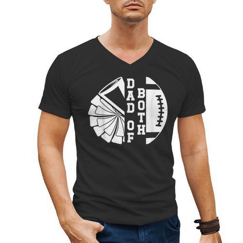 Dad Of Both Proud Football And Cheer Dad Men's V-Neck T-Shirt - Father's Day Fun