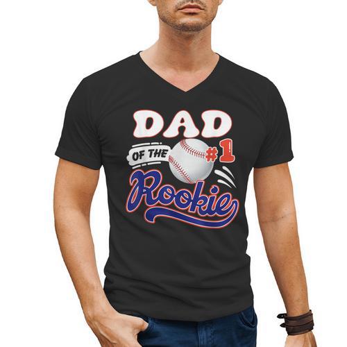 Dad Rookie Of Year 1st Birthday Baseball Theme Matching Men's V-Neck T-Shirt - Father's Day Fun