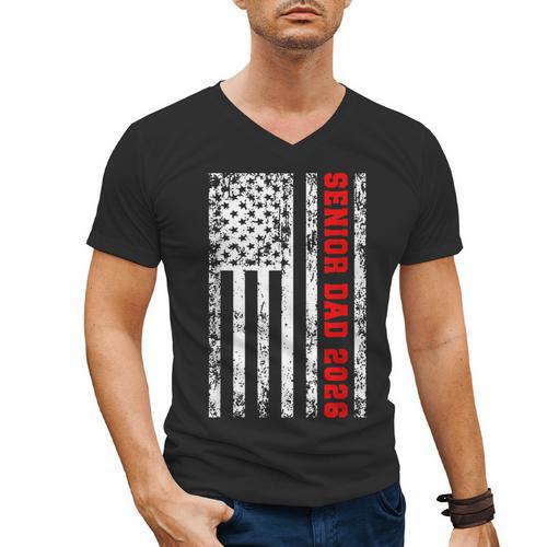 Dad Senior 2026 Proud Dad Of A Class Of 2026 Graduate Flag Men's V-Neck T-Shirt - Father's Day Fun