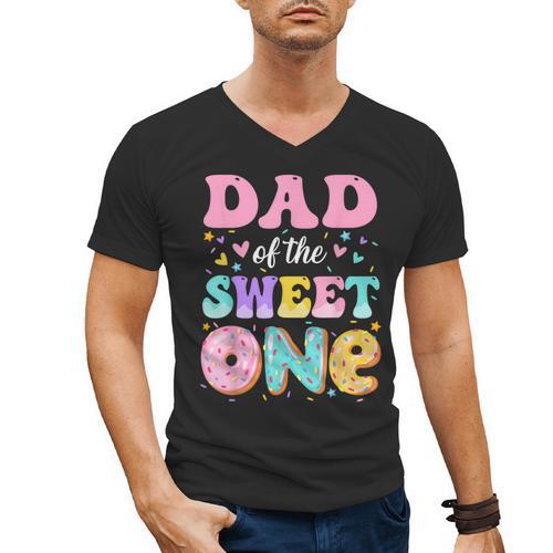 Dad Of The Sweet One 1st Birthday Donut Bday Party Men's V-Neck T-Shirt - Father's Day Fun