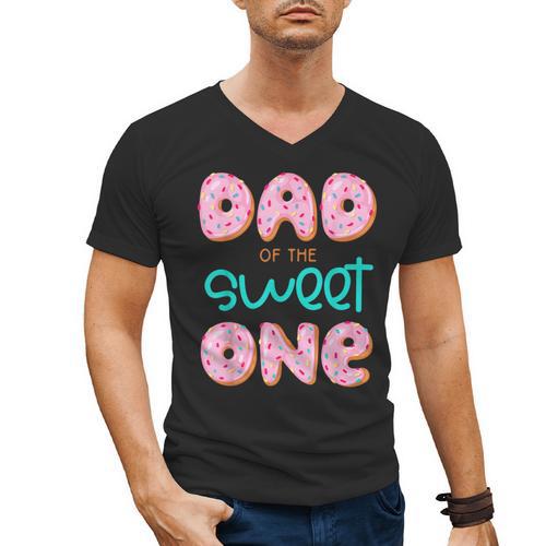 Dad Of Sweet One First Birthday Matching Family Donut Theme Men's V-Neck T-Shirt - Father's Day Fun