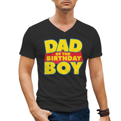 Dad Of The Toy Birthday Boy Story Theme B-Day Men's V-Neck T-Shirt - Father's Day Fun