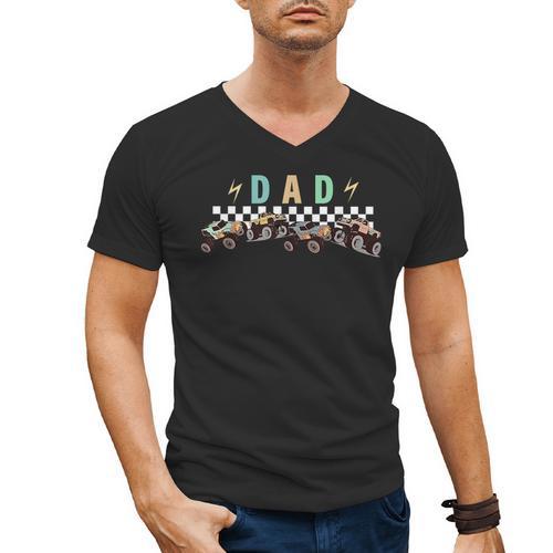 Dad Truck Dad Monster Truck Are My Jam Truck Lovers Men's V-Neck T-Shirt - Father's Day Fun