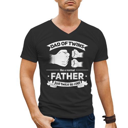 Dad Of Twins 2024 Father Twice As Cool Father's Day Twin Dad Men's V-Neck T-Shirt - Father's Day Fun
