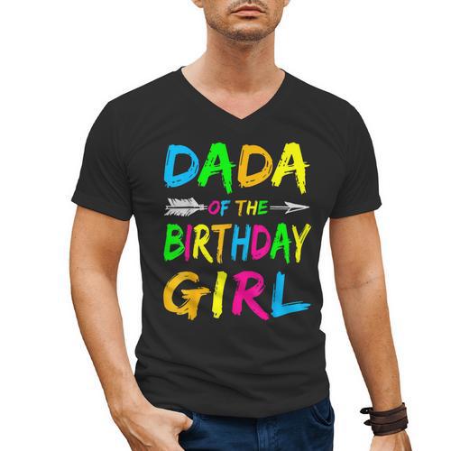 Dada Of The Birthday Girl Retro 80's Party Shirt Men's V-Neck T-Shirt - Father's Day Fun
