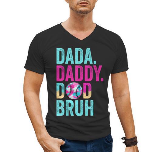 Dada Daddy Dad Bruh Baseball Drip Ice Cream Dad Bruh Men's V-Neck T-Shirt - Father's Day Fun