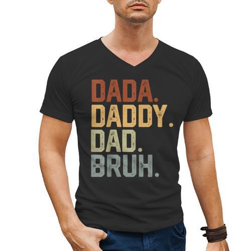Dada Daddy Dad Bruh Retro Vintage Fathers Day Vintage Men's V-Neck T-Shirt - Father's Day Fun