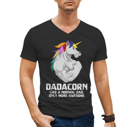 Dadacorn Muscle Dad Unicorn Fathers Day Men's V-Neck T-Shirt - Father's Day Fun