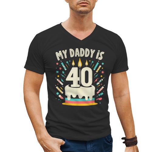 My Daddy Is 40 Years Old Father 40th Birthday Dad Men's V-Neck T-Shirt - Father's Day Fun