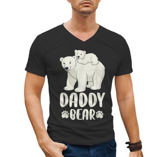 Daddy Bear And Cub Polar Bear Men's V-Neck T-Shirt - Father's Day Fun