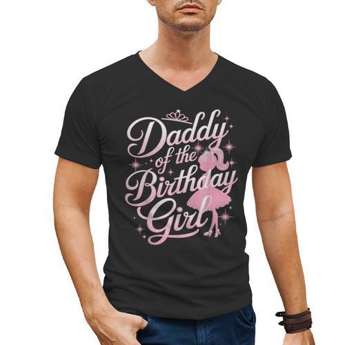 Daddy Of The Birthday Girl Doll Birthday Kid Family Matching Men's V-Neck T-Shirt - Father's Day Fun